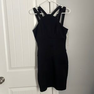 Black bodycon dress.